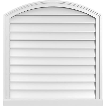 Ekena Millwork Arch Top Surface Mount PVC Gable Vent: Functional, w/ 2"W x 2"P Brickmould Sill Frame, 32"W x 34"H GVPAR32X3403SF